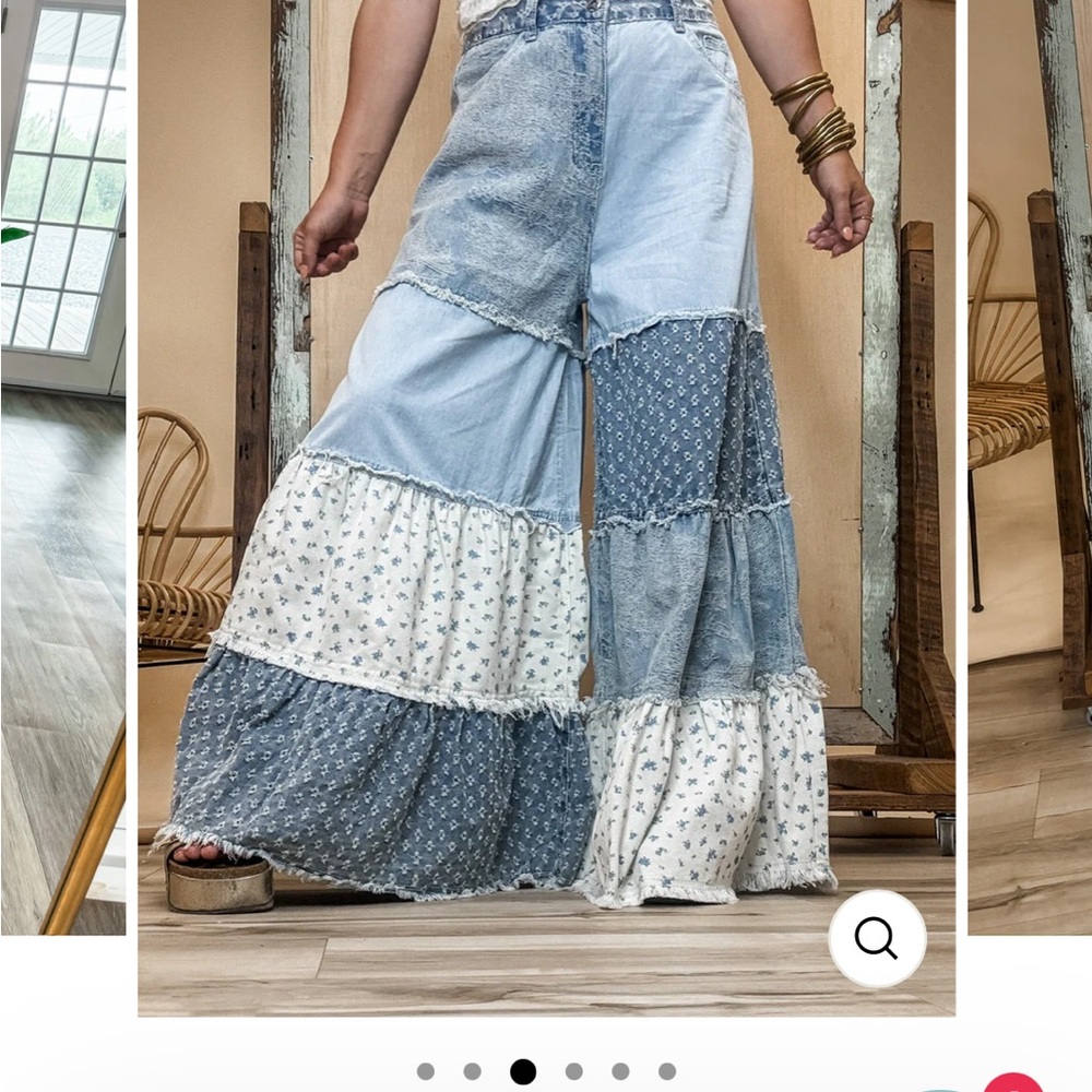 POL Patchwork Wide Leg Pants
